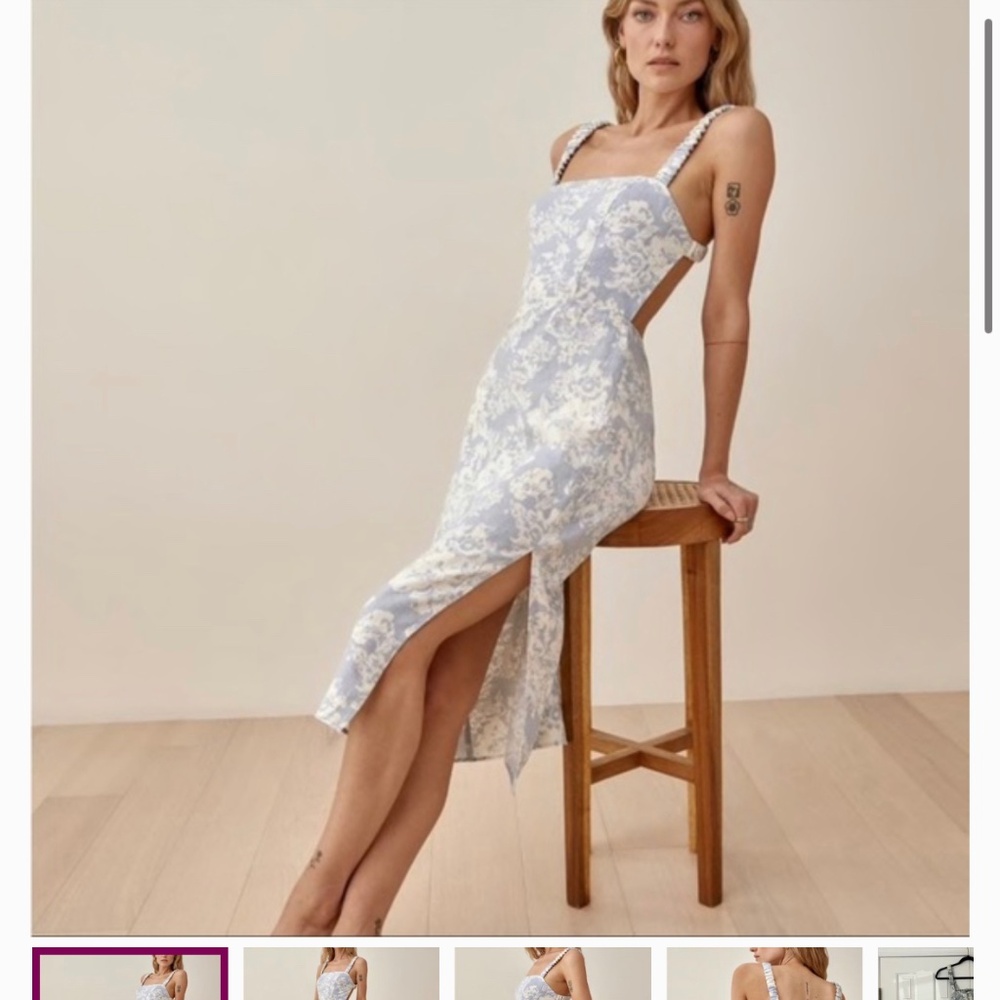 Reformation Dale Linen Dress Porcelain Size 0